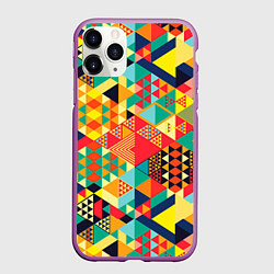 Чехол iPhone 11 Pro матовый Геометрия, цвет: 3D-фиолетовый