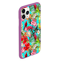 Чехол iPhone 11 Pro матовый Тропический мир, цвет: 3D-фиолетовый — фото 2