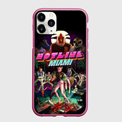 Чехол iPhone 11 Pro матовый Hotline Miami, цвет: 3D-малиновый