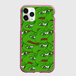 Чехол iPhone 11 Pro матовый Sad frogs, цвет: 3D-малиновый