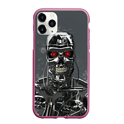 Чехол iPhone 11 Pro матовый Скелет Терминатора, цвет: 3D-малиновый