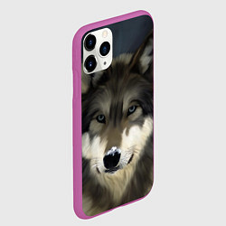 Чехол iPhone 11 Pro матовый Зимний волк, цвет: 3D-фиолетовый — фото 2