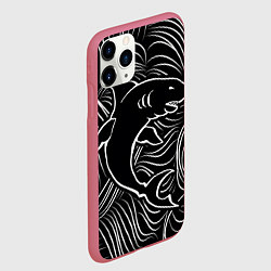 Чехол iPhone 11 Pro матовый Акула в в морской пучине, цвет: 3D-малиновый — фото 2