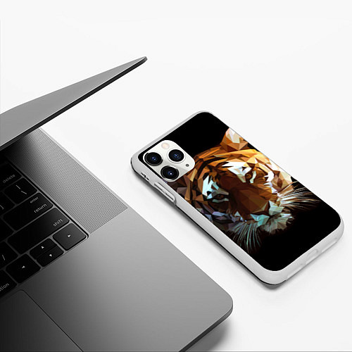 Чехол iPhone 11 Pro матовый Poly Tiger / 3D-Белый – фото 3