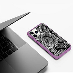 Чехол iPhone 11 Pro матовый Paisley, цвет: 3D-фиолетовый — фото 2