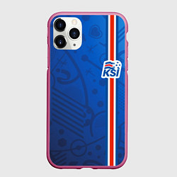 Чехол iPhone 11 Pro матовый Сборная Исландии по футболу, цвет: 3D-малиновый