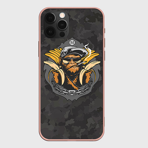 Чехол iPhone 12 Pro Max Камуфляжная обезьяна / 3D-Светло-розовый – фото 1