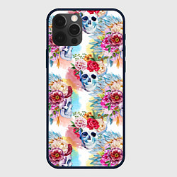 Чехол для iPhone 12 Pro Max Цветы и бабочки 5, цвет: 3D-черный