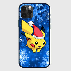 Чехол для iPhone 12 Pro Max Новогодний Пикачу в полете, цвет: 3D-черный