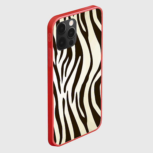 Чехол iPhone 12 Pro Max Шкура зебры / 3D-Красный – фото 2