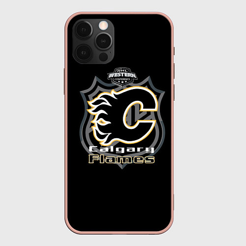 Чехол iPhone 12 Pro Max Calgary Flames Team / 3D-Светло-розовый – фото 1