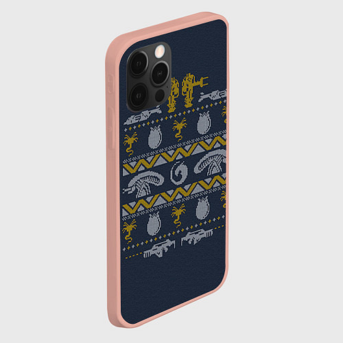 Чехол iPhone 12 Pro Max Новогодний свитер Чужой / 3D-Светло-розовый – фото 2