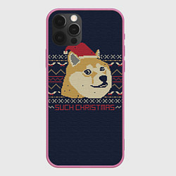 Чехол для iPhone 12 Pro Max Doge Such Christmas, цвет: 3D-малиновый