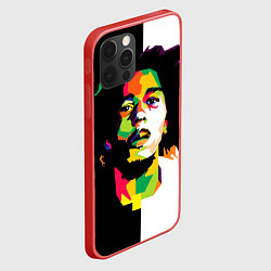 Чехол для iPhone 12 Pro Max Bob Marley: Colors, цвет: 3D-красный — фото 2