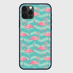 Чехол для iPhone 12 Pro Max Flamingo Pattern, цвет: 3D-черный