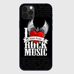 Чехол для iPhone 12 Pro Max I Love Rock Music, цвет: 3D-черный