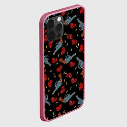 Чехол для iPhone 12 Pro Max Револьверы и Розы, цвет: 3D-малиновый — фото 2