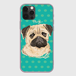 Чехол для iPhone 12 Pro Max Pug Mops, цвет: 3D-серый