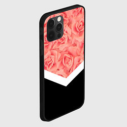 Чехол для iPhone 12 Pro Max Розовые розы, цвет: 3D-черный — фото 2