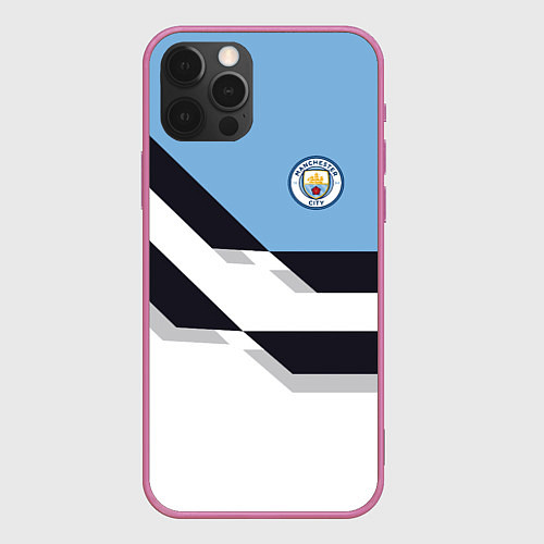Чехол iPhone 12 Pro Max Manchester City FC: White style / 3D-Малиновый – фото 1
