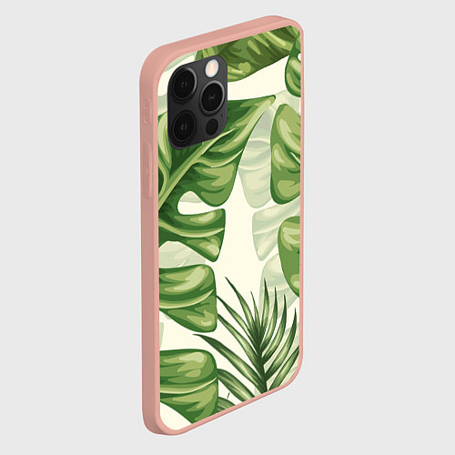 Чехол iPhone 12 Pro Max Тропический папоротник / 3D-Светло-розовый – фото 2