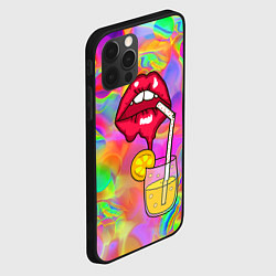 Чехол для iPhone 12 Pro Max Cocktail lips, цвет: 3D-черный — фото 2