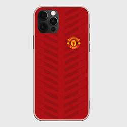 Чехол для iPhone 12 Pro Max Manchester United: Red Lines, цвет: 3D-светло-розовый