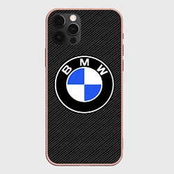 Чехол для iPhone 12 Pro Max BMW CARBON БМВ КАРБОН, цвет: 3D-светло-розовый