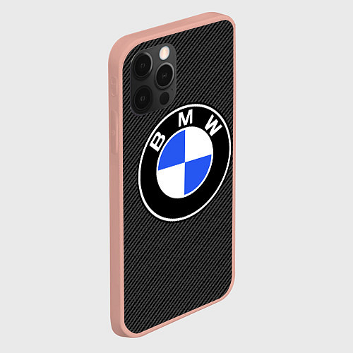 Чехол iPhone 12 Pro Max BMW CARBON БМВ КАРБОН / 3D-Светло-розовый – фото 2
