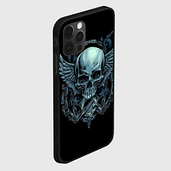 Чехол для iPhone 12 Pro Max Череп с крыльями и цепями, цвет: 3D-черный — фото 2