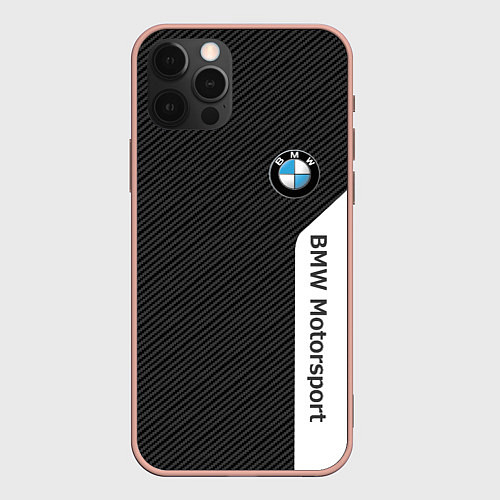 Чехол iPhone 12 Pro Max BMW CARBON БМВ КАРБОН / 3D-Светло-розовый – фото 1