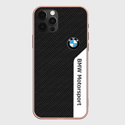 Чехол для iPhone 12 Pro Max BMW CARBON БМВ КАРБОН, цвет: 3D-светло-розовый