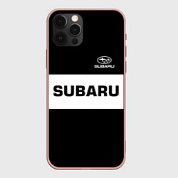 Чехол для iPhone 12 Pro Max Subaru: Black Sport, цвет: 3D-светло-розовый