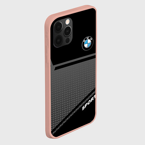 Чехол iPhone 12 Pro Max BMW SPORT БМВ СПОРТ / 3D-Светло-розовый – фото 2