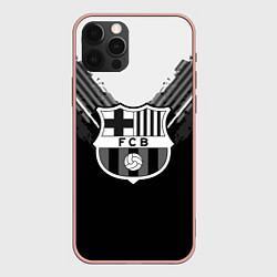 Чехол для iPhone 12 Pro Max FC Barcelona: Black Style, цвет: 3D-светло-розовый