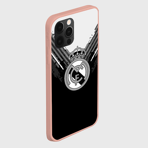 Чехол iPhone 12 Pro Max FC Real Madrid: Black Style / 3D-Светло-розовый – фото 2