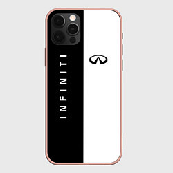 Чехол для iPhone 12 Pro Max Infiniti: Black & White, цвет: 3D-светло-розовый