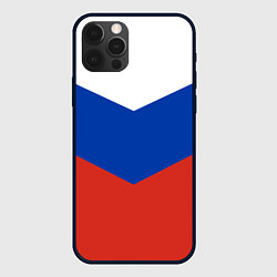 Чехол для iPhone 12 Pro Max Российский триколор, цвет: 3D-черный