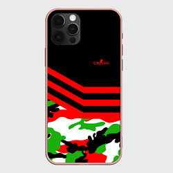 Чехол для iPhone 12 Pro Max CS:GO Red Camo, цвет: 3D-светло-розовый