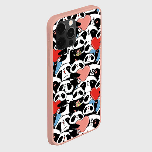 Чехол iPhone 12 Pro Max Funny Pandas / 3D-Светло-розовый – фото 2