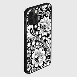 Чехол для iPhone 12 Pro Max Хохлома черно-белая, цвет: 3D-черный — фото 2
