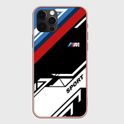 Чехол для iPhone 12 Pro Max BMW GEOMETRY SPORT БМВ M PERFORMANCE, цвет: 3D-светло-розовый