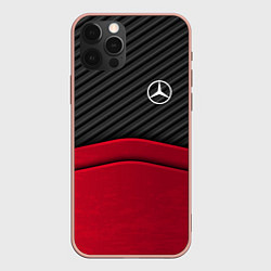 Чехол для iPhone 12 Pro Max Mercedes Benz: Red Carbon, цвет: 3D-светло-розовый
