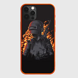 Чехол для iPhone 12 Pro Max PUBG: Flame Soldier, цвет: 3D-красный