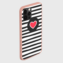 Чехол для iPhone 12 Pro Max Сердце в полоску, цвет: 3D-светло-розовый — фото 2