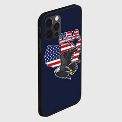 Чехол для iPhone 12 Pro Max USA - flag and eagle, цвет: 3D-черный — фото 2