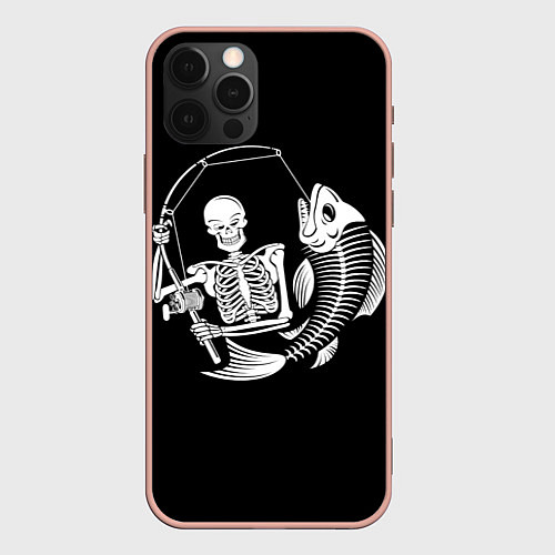 Чехол iPhone 12 Pro Max Fishing Skull / 3D-Светло-розовый – фото 1