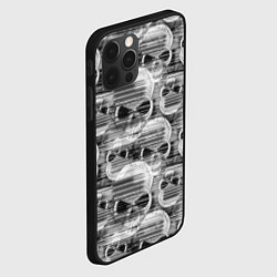 Чехол для iPhone 12 Pro Max Серые черепа - растр, цвет: 3D-черный — фото 2
