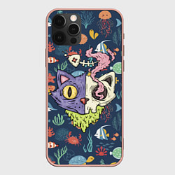 Чехол для iPhone 12 Pro Max Cat skull - art, цвет: 3D-светло-розовый
