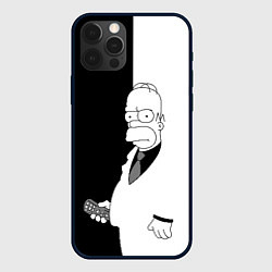 Чехол для iPhone 12 Pro Max Гомер Симпсон - в смокинге - black and white, цвет: 3D-черный